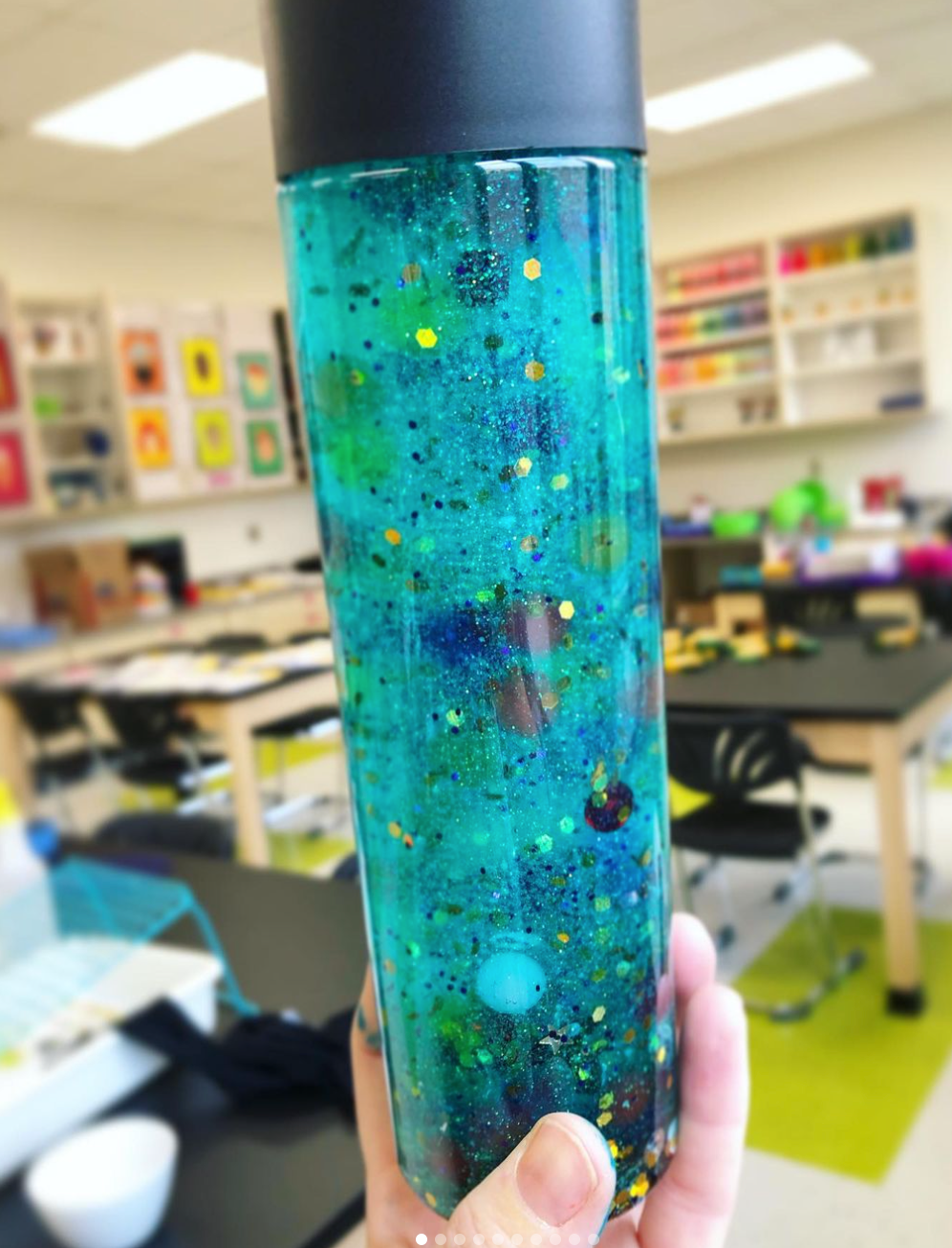 Sensory bottle art lesson for adapted art class