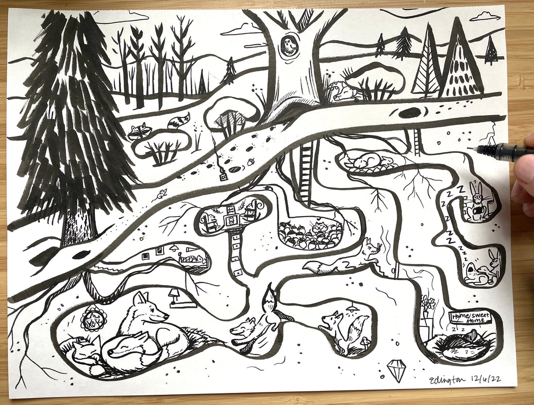 Winter Animal Burrow Art Lesson Tutorial