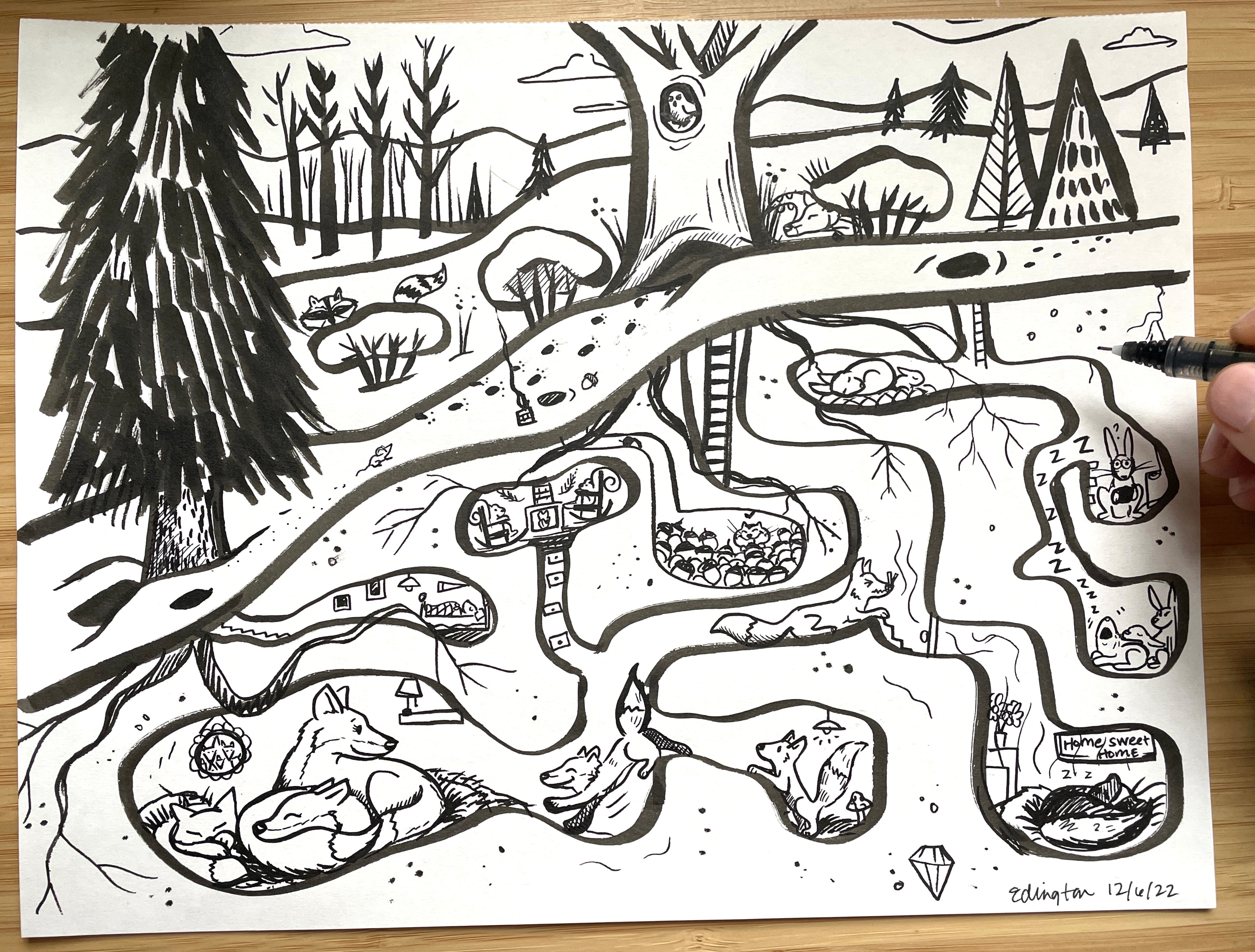 Winter Animal Burrow Art Lesson Tutorial