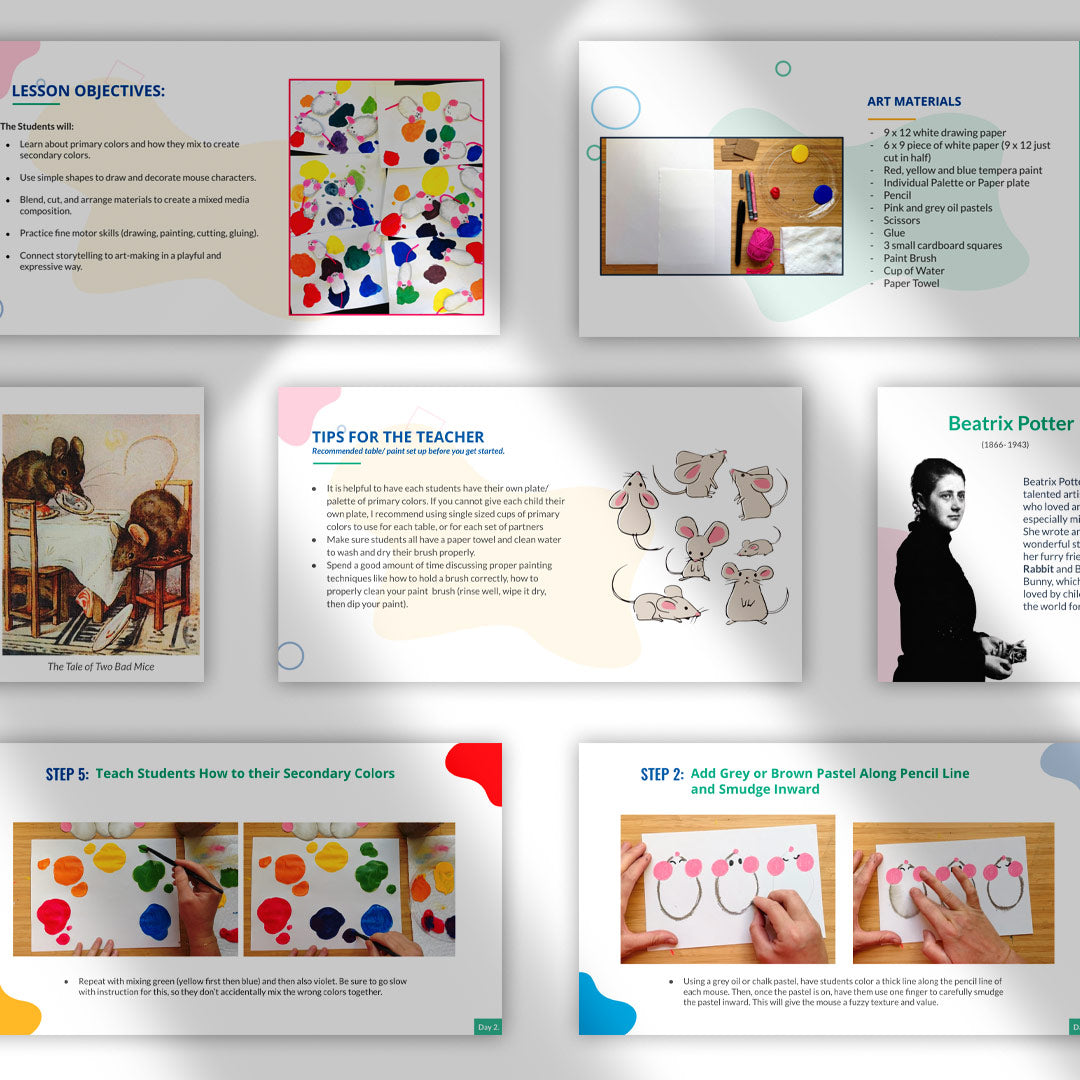 Mouse Paint Primary Colors Art Lesson for Kindergarten and Elementary Students