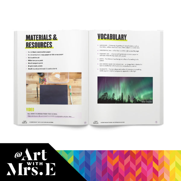 Northern Lights Winter Landscapes | Art Lesson | Digital Download