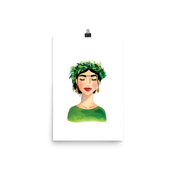 Floral Frida (Green) Print