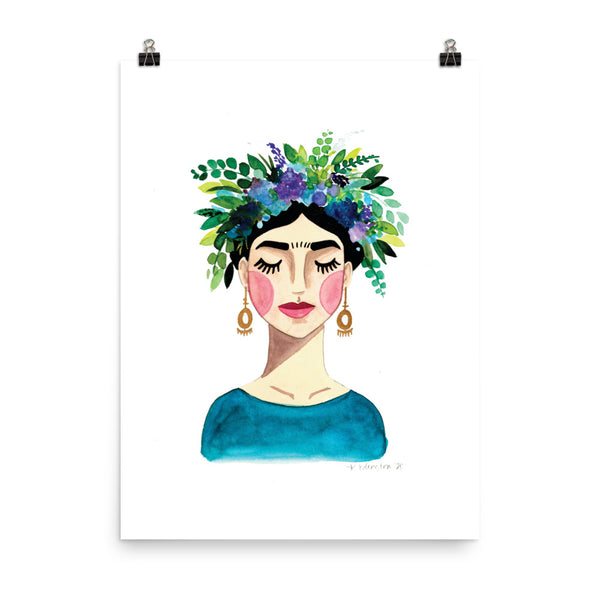 Floral Frida (Blue) Print