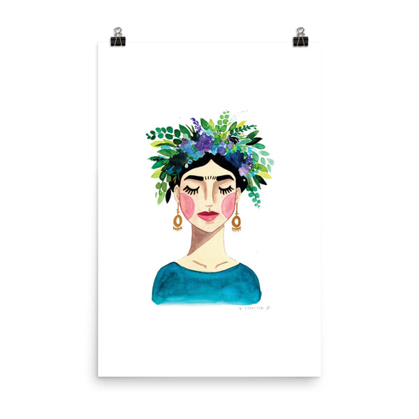 Floral Frida (Blue) Print